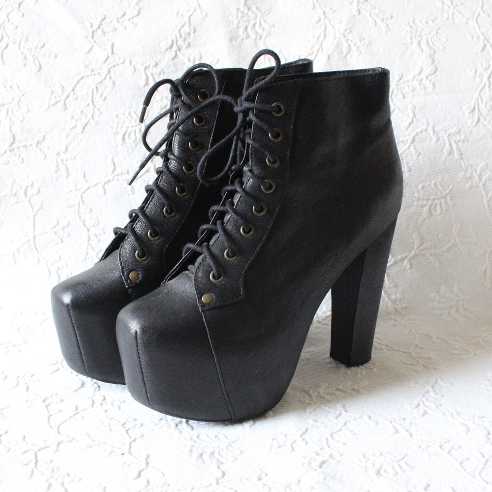 Jeffrey Campbell Lita Black Leather Ankle Boot